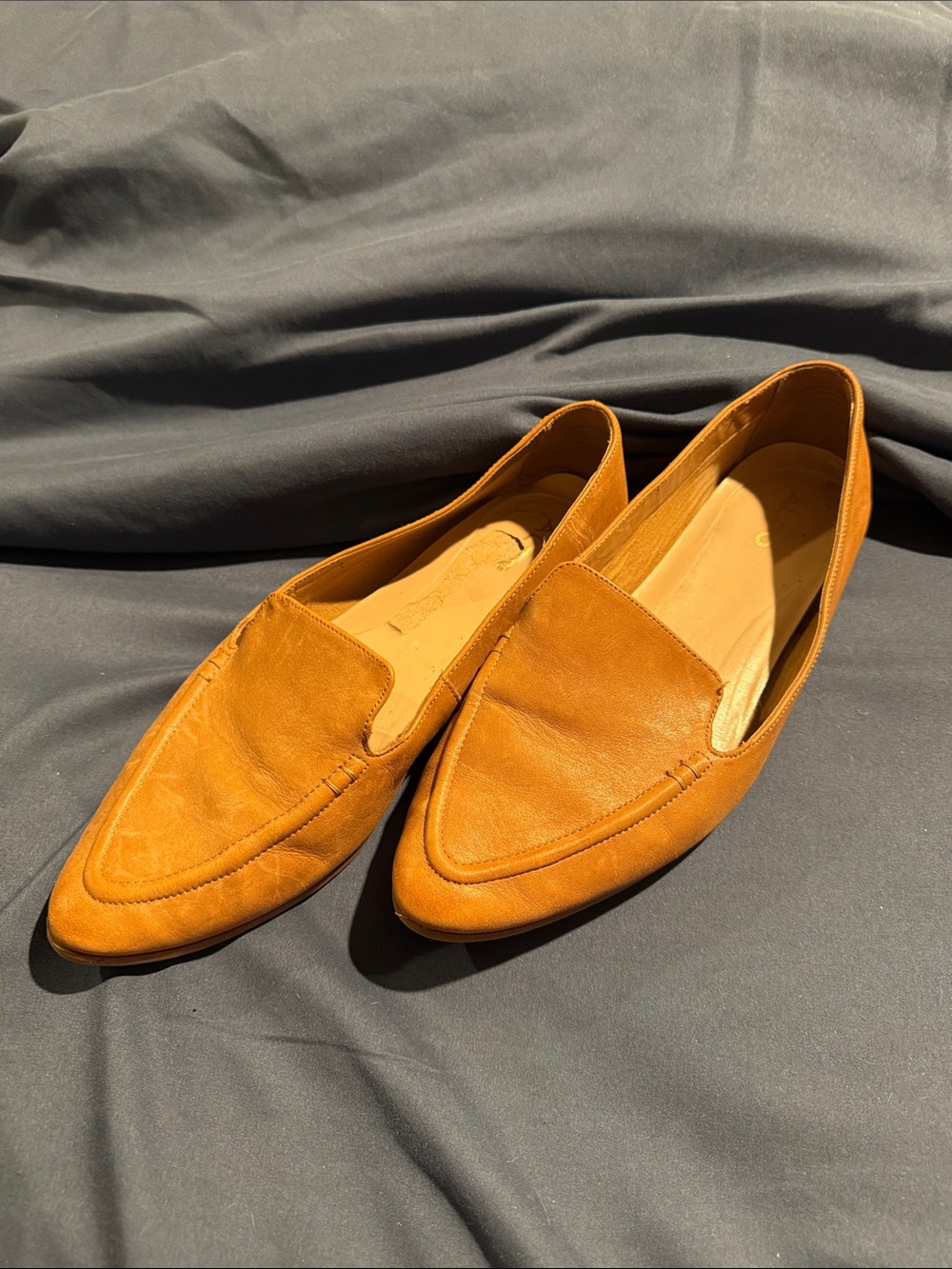 Ladies Tan Leather Slip-On Loafers